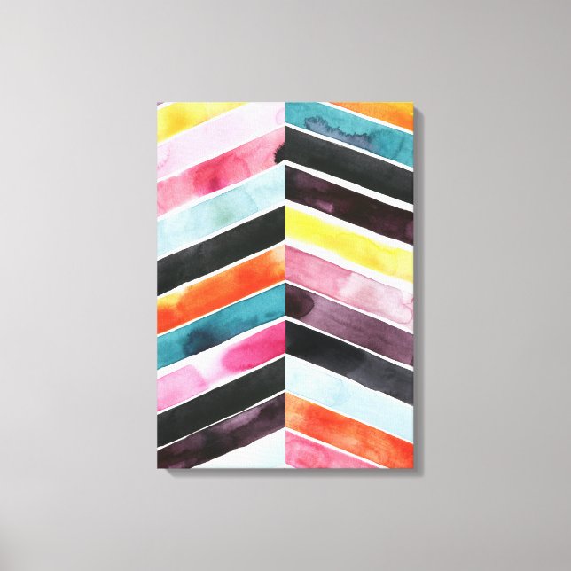 Vivid Watercolor Zickzack I Leinwanddruck (Vorderseite)
