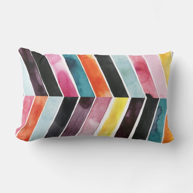 Vivid Watercolor Zickzack I Lendenkissen (Vorderseite)