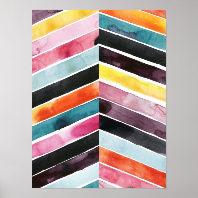Vivid Watercolor Zickzack I Poster (Vorne)