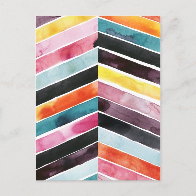 Vivid Watercolor Zickzack I Postkarte (Vorderseite)