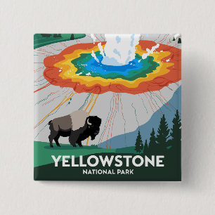 Vivid Yellowstone Nationalpark Button