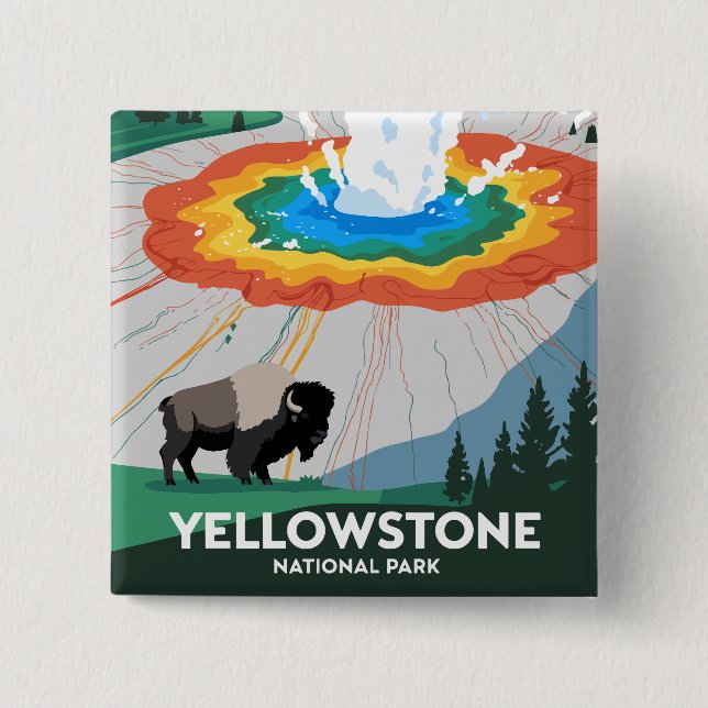 Vivid Yellowstone Nationalpark Button (Vorderseite)