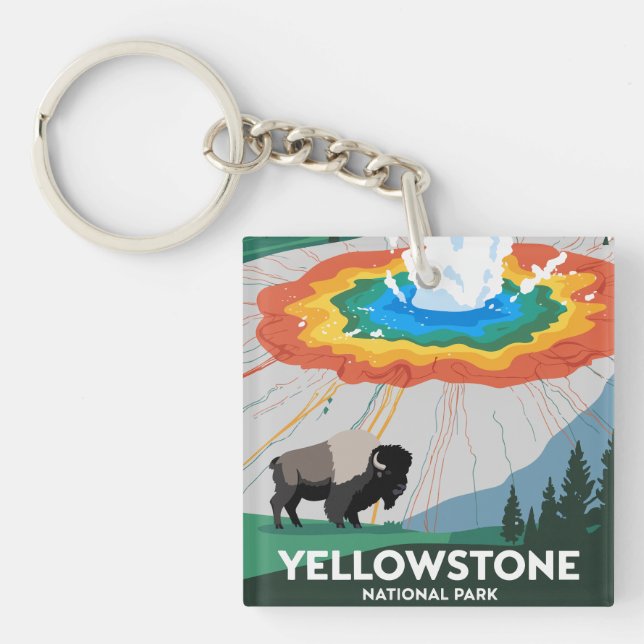 Vivid Yellowstone Nationalpark Schlüsselanhänger (Vorderseite)