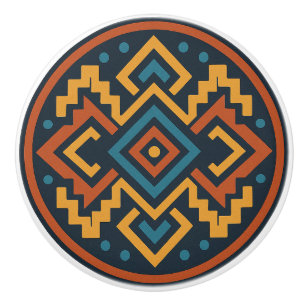 Vivid Zapotec Diamond Geometry Kabinettknöpfe Keramikknauf