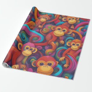 Vivide 3D-Affen-Umschlagpapier - Vibranand Play Geschenkpapier