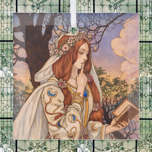 Vivien – Art Nouveau Verzauberin Illustration Ornament Aus Glas