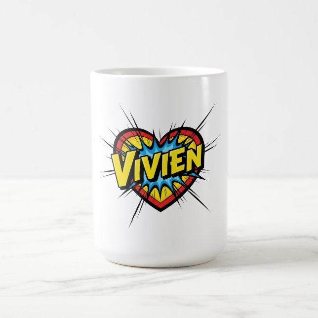 Vivien Comic Pop Art Herz Name Kaffeetasse (Mittel)