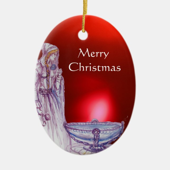 VIVIEN/LADY DES SEES Lila Edelstein Keramik Ornament (Vorne)