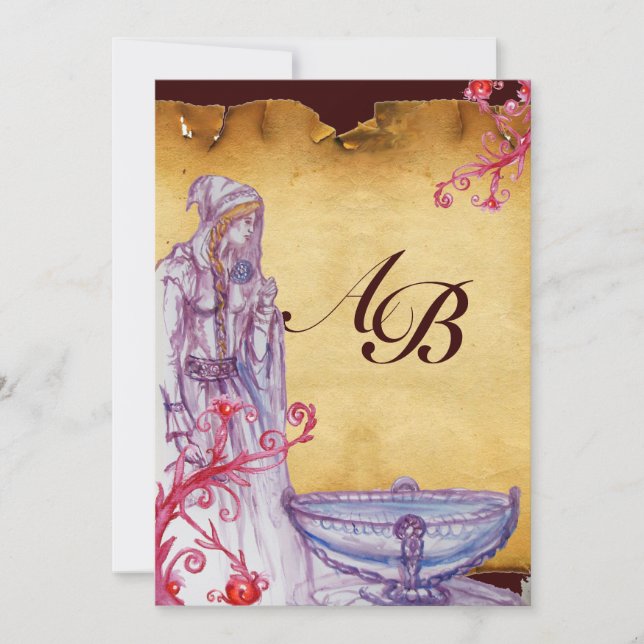 VIVIEN MONOGRAM Perchment lila Einladung (Vorderseite)