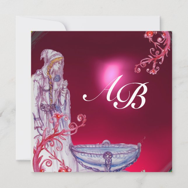 VIVIEN MONOGRAM roter Ruby Einladung (Vorderseite)