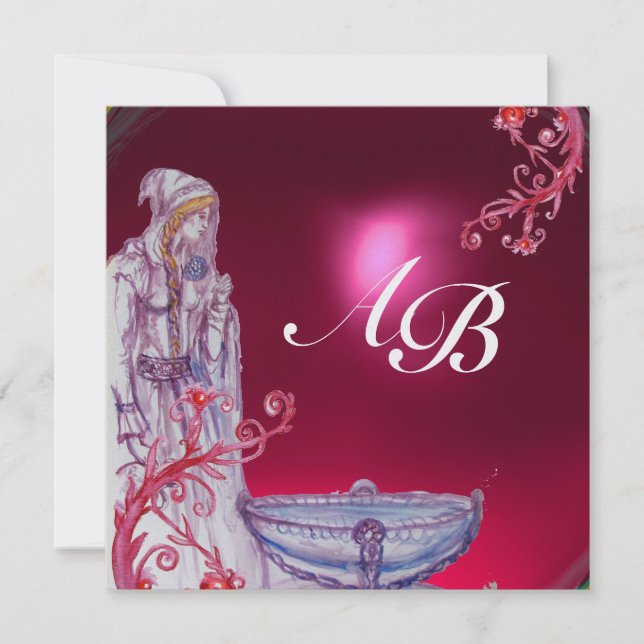 VIVIEN MONOGRAM rotes Ruby-Eis Einladung (Vorderseite)