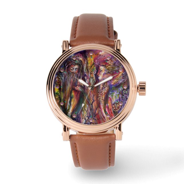 VIVIEN UND MERLIN Lila Fantasie rosa Armbanduhr (Vorderseite)