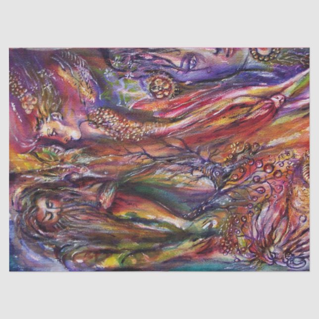 VIVIEN UND MERLIN Pink Lila Blue Fantasy Seidenpapier (Vorderseite)