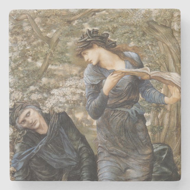 Viviens Beguiling of Merlin (Edward Burne-Jones) Steinuntersetzer (Vorderseite)