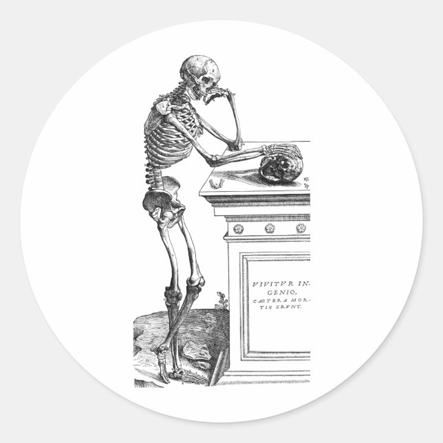 Vivitur Ingenio - Skeleton Runder Aufkleber (Vorderseite)