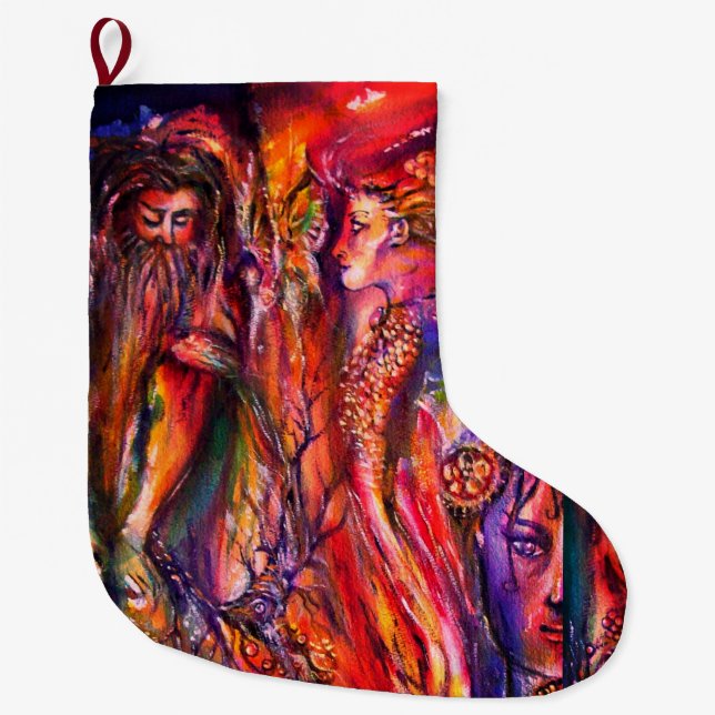 VIVIVIEN UND MERLIN Red Yellow Blue Fantasy Großer Weihnachtsstrumpf (Vorderseite)