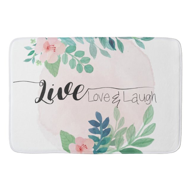 Vivre, Amour, Rire Boho Floral | Tapis de bain (Devant)