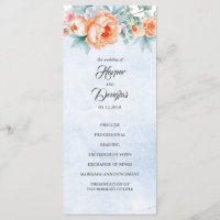 Vivre Coral Floral Élégant Programmes de mariage