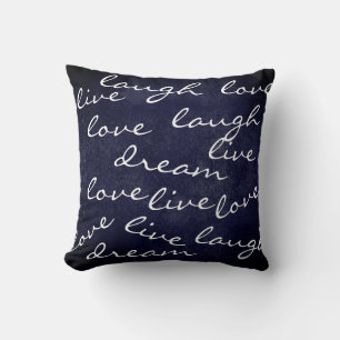 vivre l'amour rire rêve typographie coussin