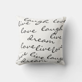 vivre l'amour rire rêve typographie coussin