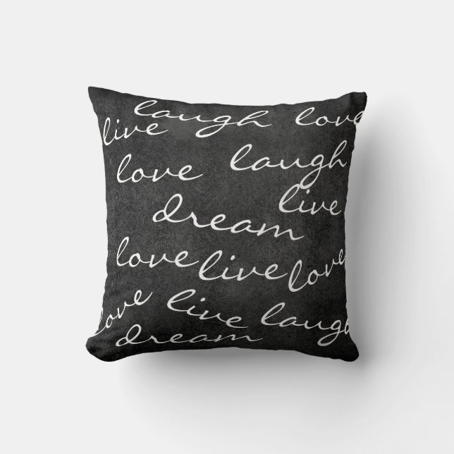 vivre l'amour rire rêve typographie coussin (Recto)