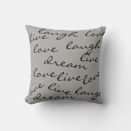 vivre l'amour rire rêve typographie coussin