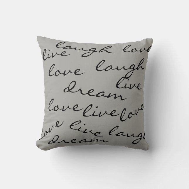 vivre l'amour rire rêve typographie coussin (Recto)