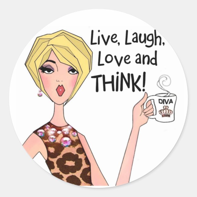 "VIVRE, RIRE, AIMER et PENSER !" Stickers DIVA (Devant)