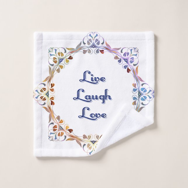 VIVRE, RIRE, LOVE linge. (Gant de toilette)
