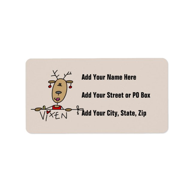 Vixen Reindeer Weihnachtsgeschenke und Geschenke Adressaufkleber (Vorne)