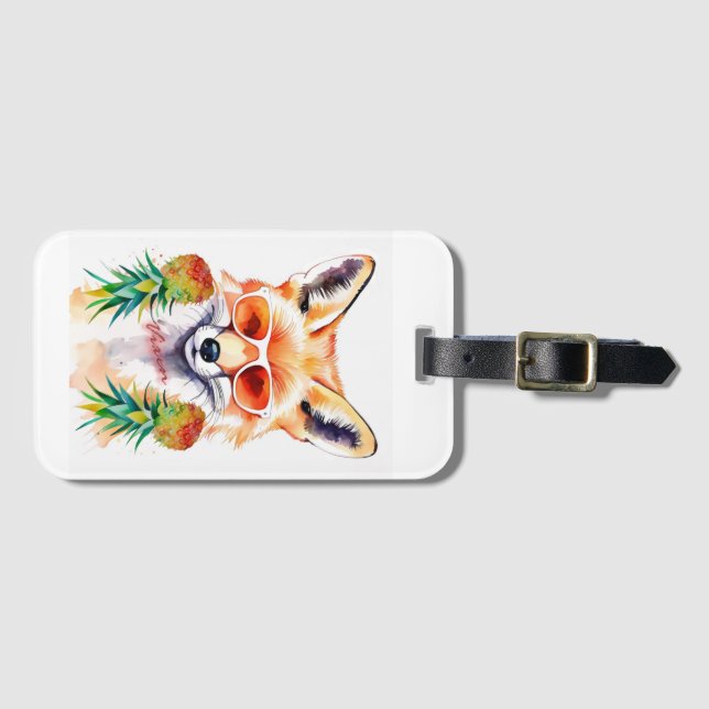 Vixenfox mit Ananas auf dem Kopf Gepäckanhänger (Vorderseite (Horizontal))