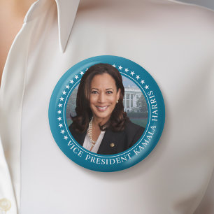 Vizepräsident Kamala Harris 2024 - Aquamarin Stars Button
