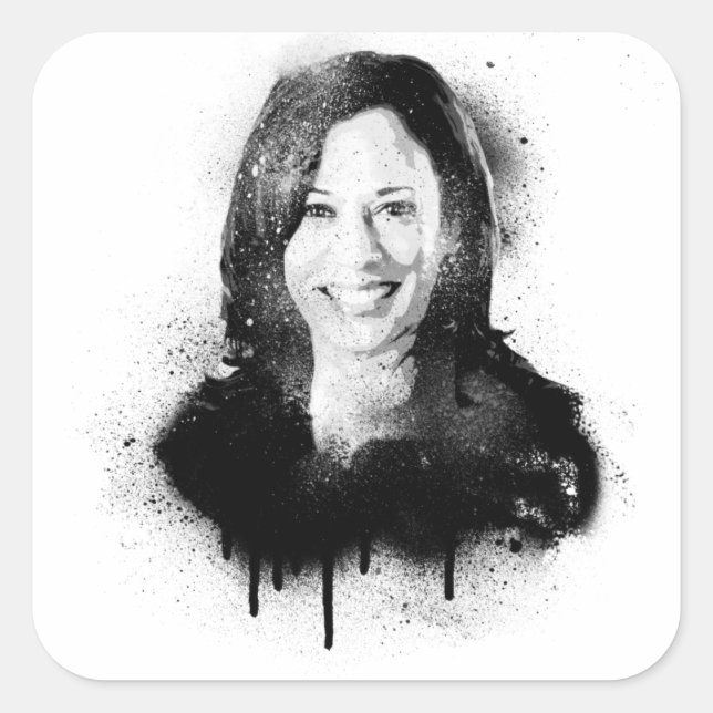 Vizepräsident Kamala Harris Graffiti Portrait Quadratischer Aufkleber (Vorderseite)