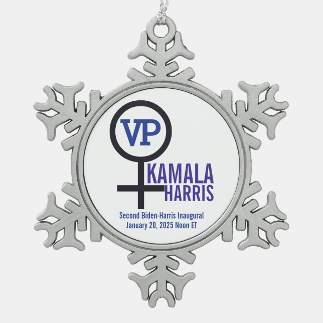 Vizepräsident Kamala Harris VP Einweihung Schneeflocken Zinn-Ornament (Vorderseite)