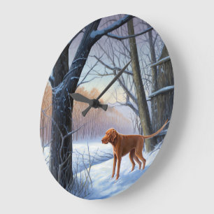Vizla Lass es schneien Weihnachten Große Wanduhr