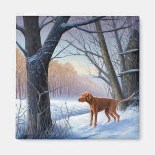 Vizla Lass es schneien Weihnachten Magnet