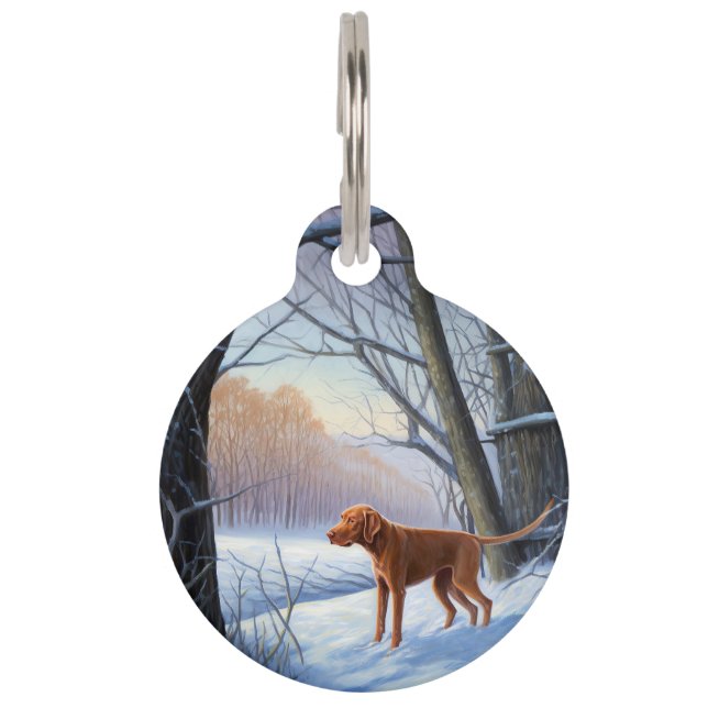 Vizla Let It Snow Weihnachten Haustiermarke (Vorderseite)