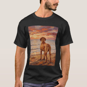 Vizsla am Strand Ungarischer Pointer-Hund Kunstwer T-Shirt