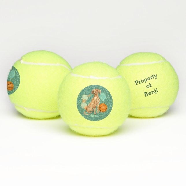 Vizsla Aquamarin Personalisiert Tennisbälle (Multi)
