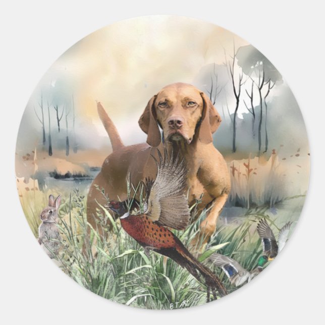 Vizsla, Art Runder Aufkleber (Vorderseite)