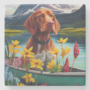Vizsla auf dem Paddel: Ein landschaftliches Abente Steinuntersetzer
