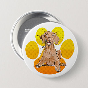 Vizsla Auf Pfote Cartoon Button
