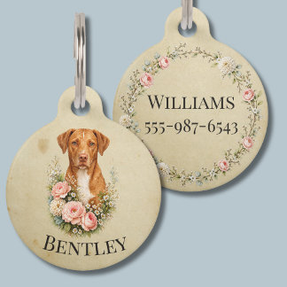 Vizsla Blumenporträt Haustiermarke