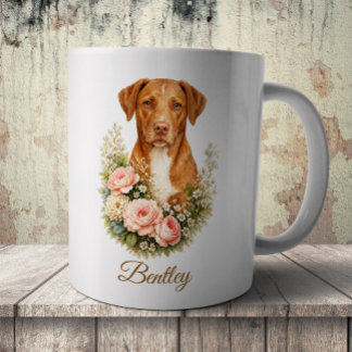 Vizsla Blumenporträt Kaffeetasse