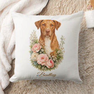 Vizsla-Blumenporträt Kissen