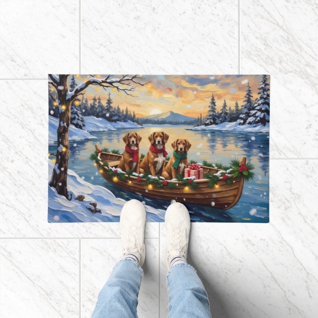 Vizsla Christmas Boat Holiday Fußmatte (Indoor)