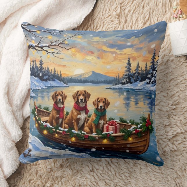 Vizsla Christmas Boat Holiday Kissen (Decke)