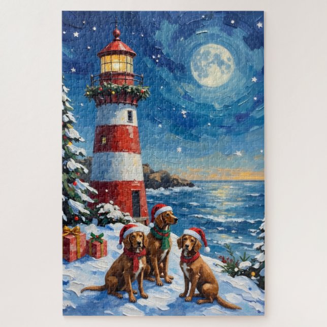 Vizsla Christmas Lighthouse Holiday (Vertikal)