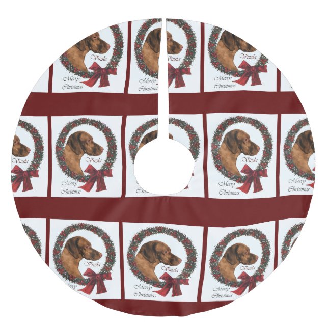 Vizsla Christmas Polyester Weihnachtsbaumdecke (Vorderseite)