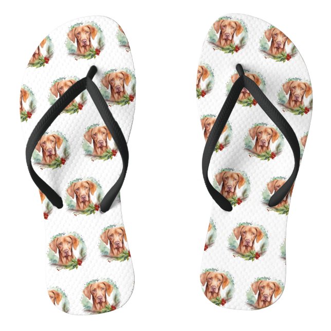 Vizsla Christmas Wreath Festivals Flip Flops (Fußbett)